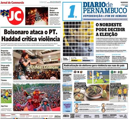 Confira manchetes dos principais jornais do país neste sábado 13 de outubro de 2018