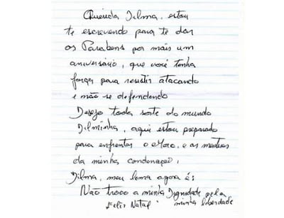Lula pede a Dilma que tenha ‘força’ para atacar, em carta por seu aniversário