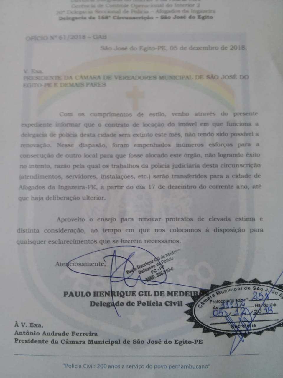 Sem renovar aluguel, Delegacia de São José do Egito vai fechar