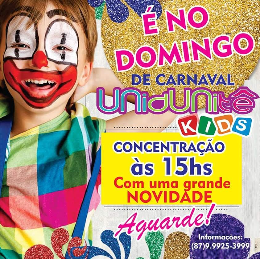 Bloco Unidunitê Kids será no domingo de carnaval a tarde e promete grande surpresa, blog sorteará abadá