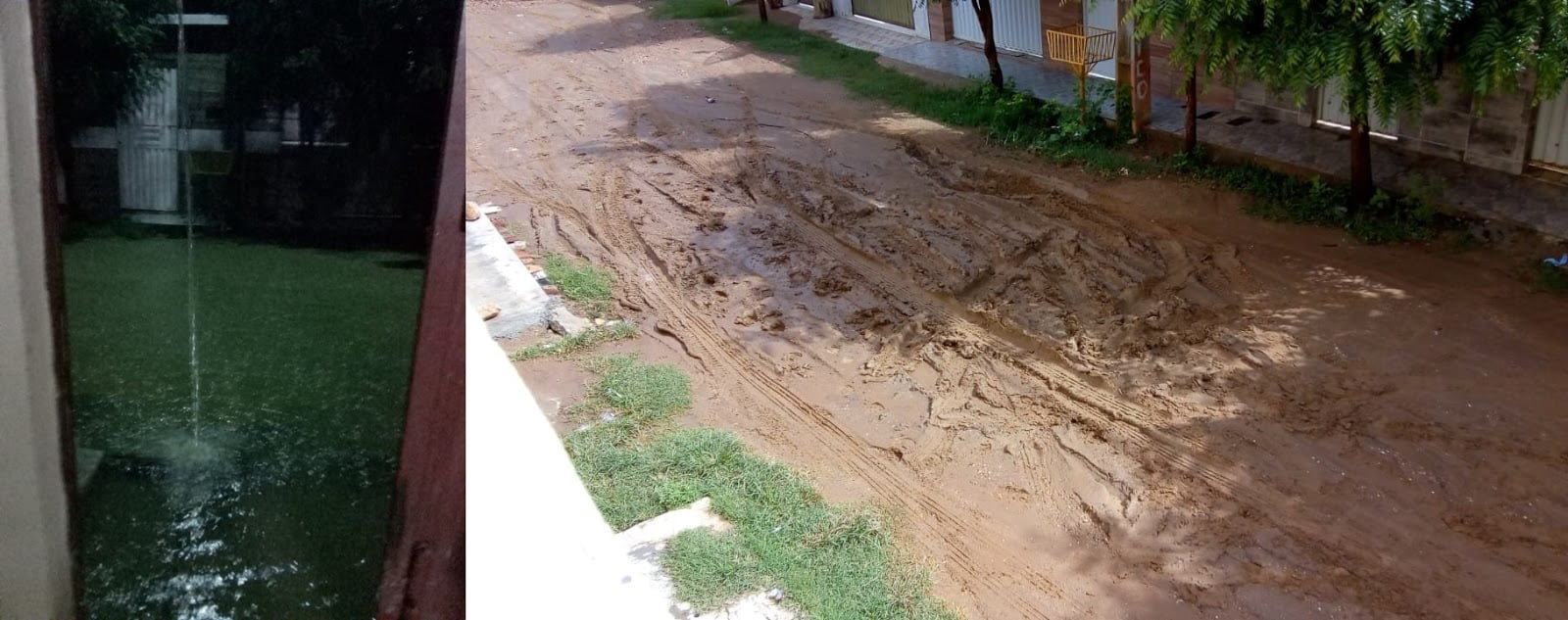 Sábado de muita chuva em Afogados deixa rua alagada