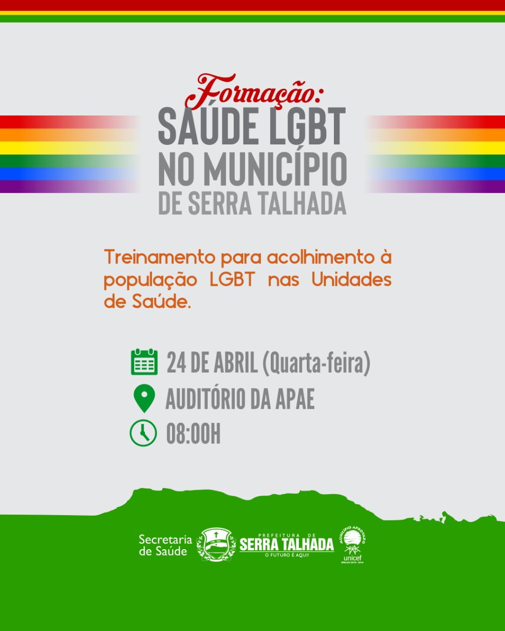 Formação sobre saúde LGBT acontece nesta quarta (24) em Serra Talhada