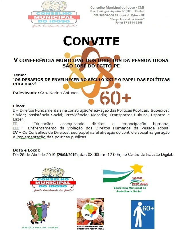 V Conferência Municipal dos Direitos da Pessoa Idosa de São José do Egito