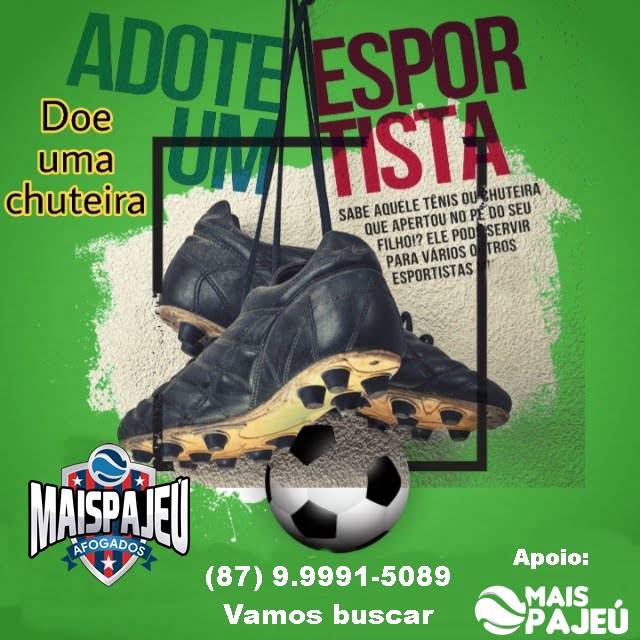 Adote um atleta, promova um sorriso, doe uma chuteira ou um tênis