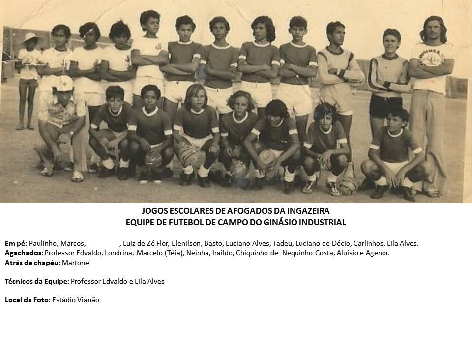 Viagem ao Passado: equipe do Ginásio Industrial que participou dos Jogos Escolares