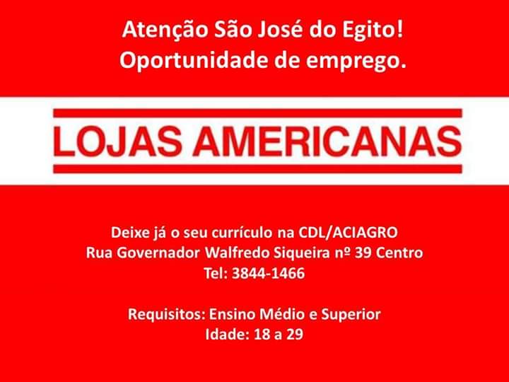 Lojas Americanas tem oportunidade de emprego em São José do Egito