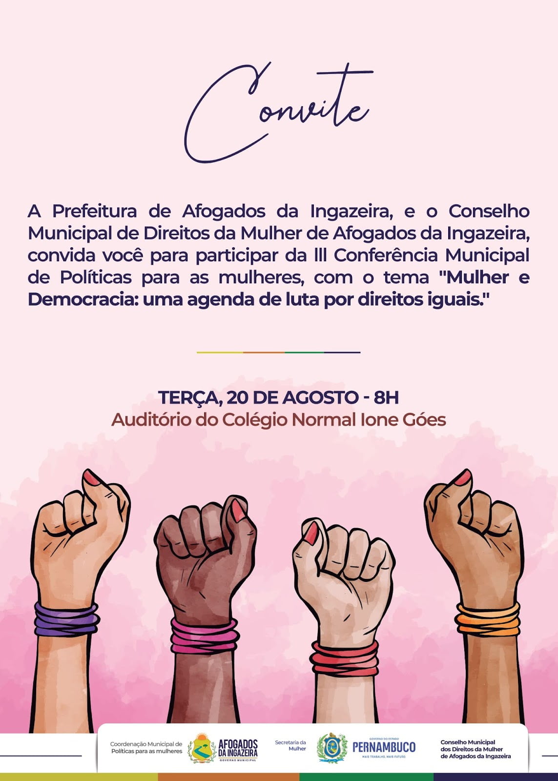 Conferência Municipal da Mulher será realizada nesta terça (20) em Afogados