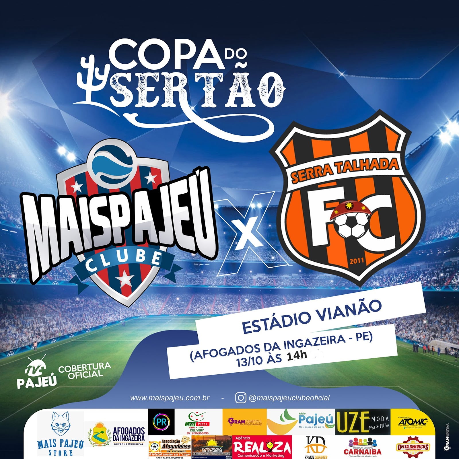 Mais Pajeú encara o Serra Talhada em jogo decisivo pela Copa do Sertão