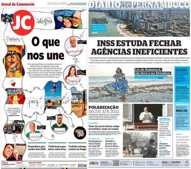 Confira manchetes dos principais jornais do país nesta segunda-feira, 30 de dezembro de 2019