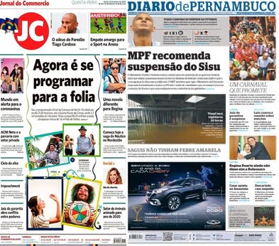 Confira manchetes dos principais jornais do país nesta quinta-feira 23 de janeiro de 2020