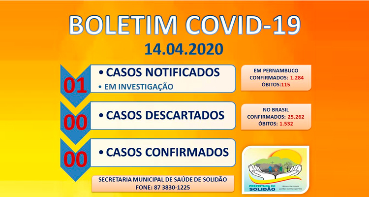 Secretaria de Saúde Solidão investiga o 1º caso de Covid-19