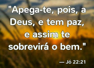 Palavra do Dia: “Apega-te, pois, a Deus, e tem paz, e assim te sobreviverá o bem.”