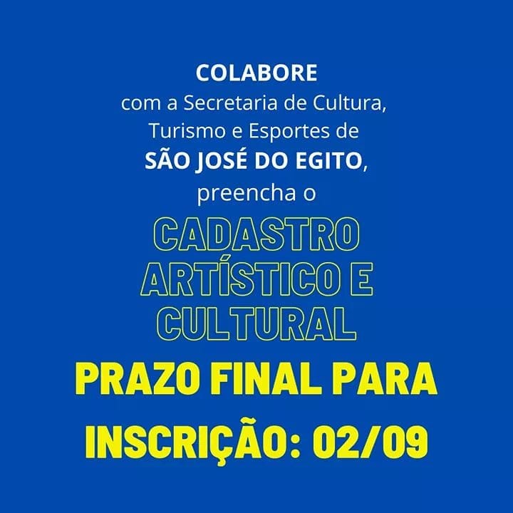 Cadastro Cultural de SJE vai encerra dia 2 de setembro