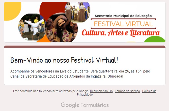 Afogados: último dia para votar no Festival Virtual de Arte e Literatura