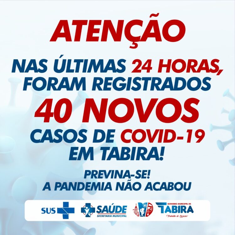 Tabira registra 40 casos de covid-19 nas últimas 24 horas