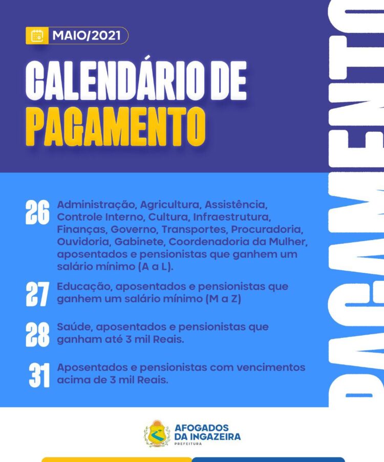 Prefeitura de Afogados inicia nesta quarta (26) pagamento dos servidores