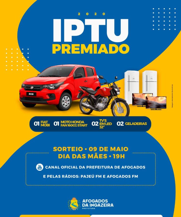 Afogados: sorteio do IPTU Premiado será no domingo, Dia das Mães
