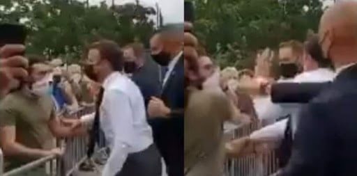 Vídeo: Presidente da França leva tapa de homem durante viagem oficial
