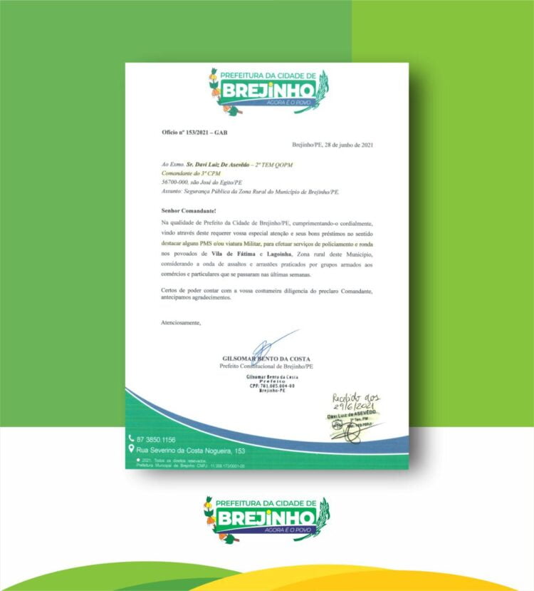 Prefeito de Brejinho trabalha forte em prol da segurança do município