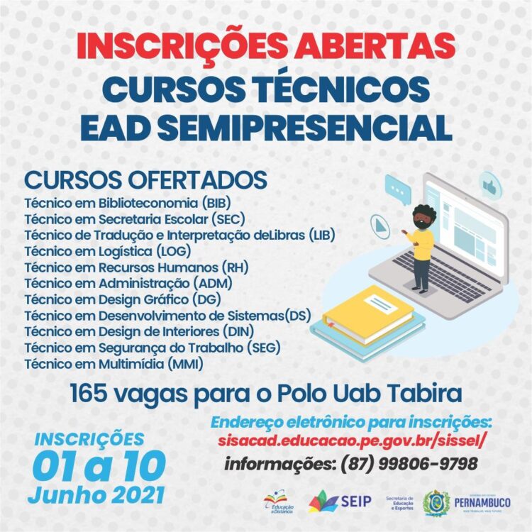 Polo de Educação à distância de Tabira tem oferta de 165 vagas em Cursos Técnicos