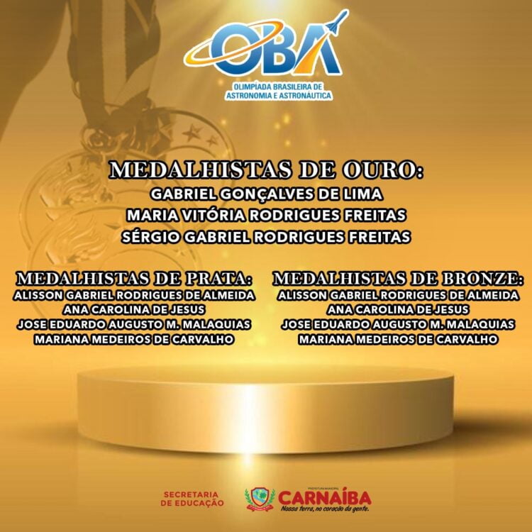 Alunos da Escola Cônego Luiz Gonzaga, em Carnaíba, são medalhistas daOlimpíada Brasileira de Astronomia e Astronáutica (OBA)