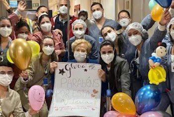 Glória Menezes ganha homenagem surpresa ao receber alta de hospital; Veja vídeo