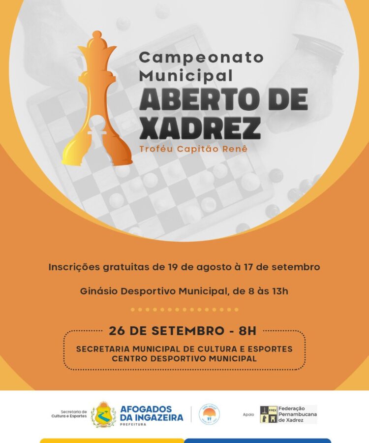 Prefeitura de Afogados abre inscrições para o Campeonato Municipal de Xadrez