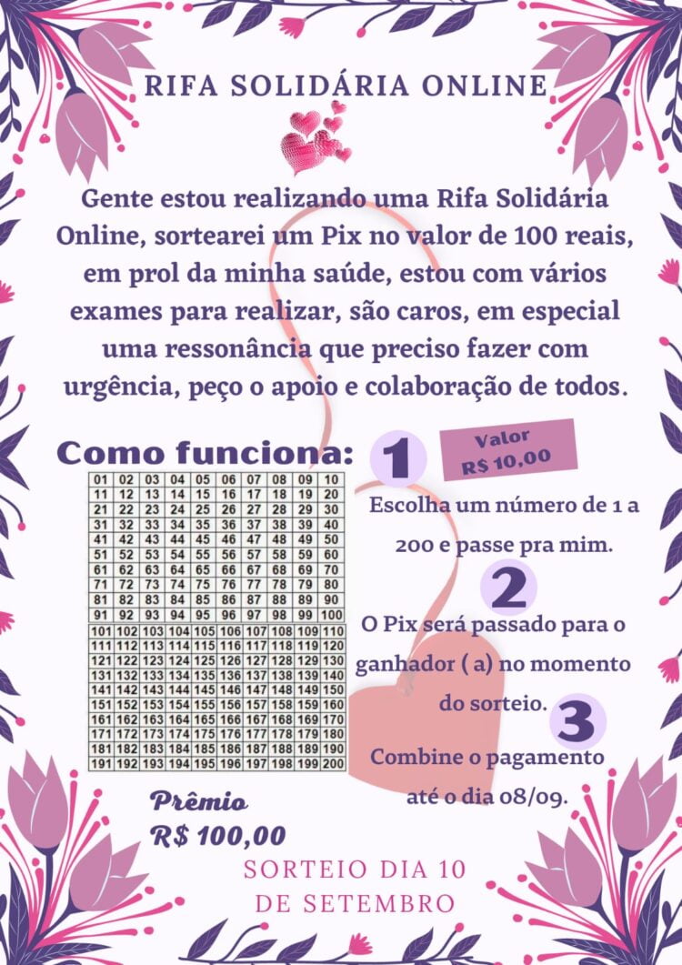 Afogadense promove rifa solidária para custear tratamento de saúde