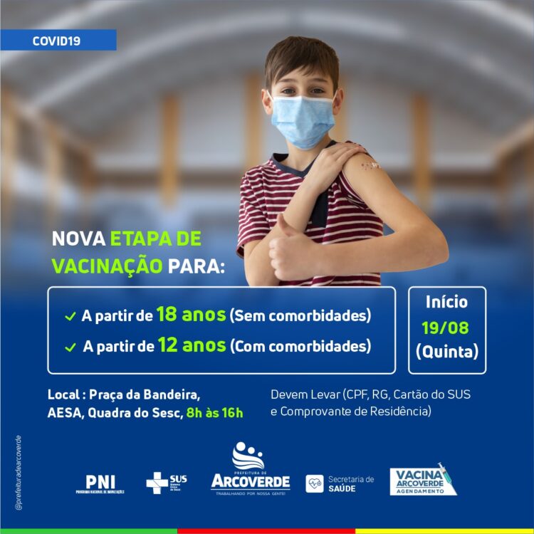 Arcoverde vai iniciar etapa contra a Covid-19 para pessoas a partir dos 12 anos, com comorbidades
