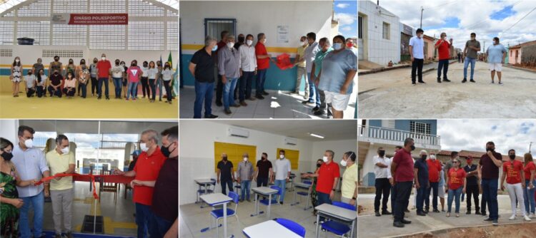 Prefeito Evandro Valadares entregou reforma e ampliação da Escola Luís Paulino, ginásio de esportes, e academia da saúde no bairro Borja
