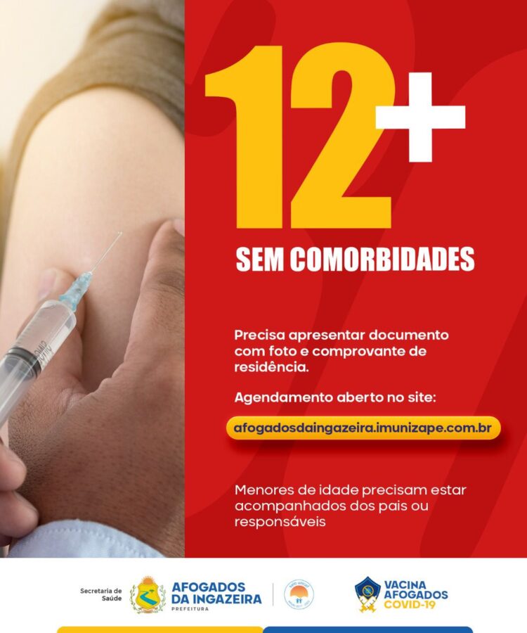 COVID-19: Prefeitura de Afogados vai iniciar vacinação de público de 12 anos e mais