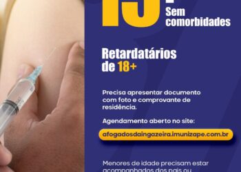 Prefeitura de Afogados abre agendamento para vacinar jovens de 15 anos ou mais, sem comorbidades. Vacinação terá continuidade na próxima quarta (08)