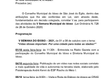 Confira Programação da Semana Municipal do Idoso de São José do Egito