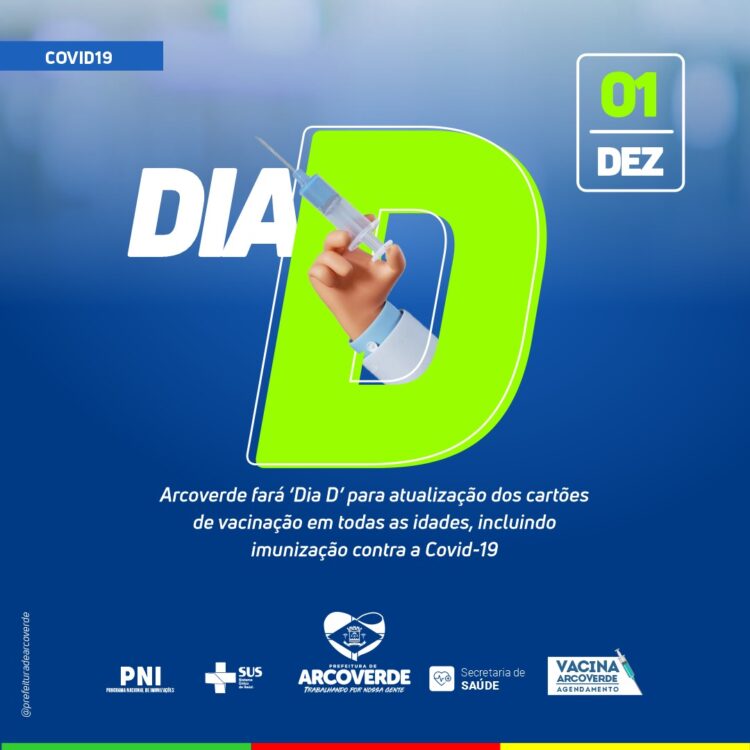 Arcoverde fará ‘Dia D’ para atualização dos cartões de vacinação em todas as idades, incluindo imunização contra a Covid-19