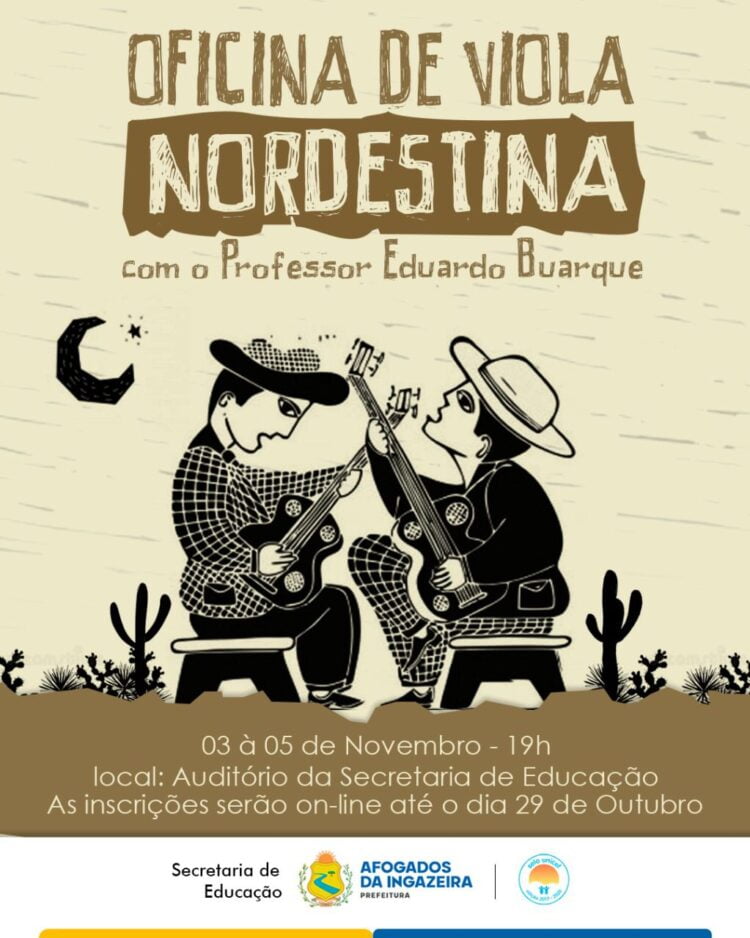 Oficina de viola nordestina começa hoje em Afogados. Interessados podem se inscrever até o horário de início das aulas.