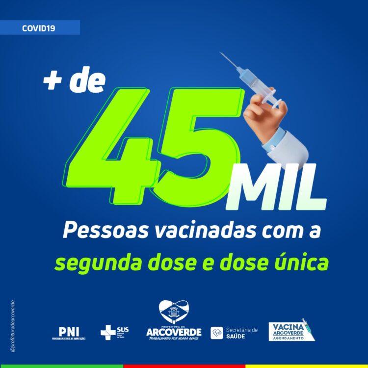 Arcoverde atinge mais de 45 mil pessoas vacinadas com a segunda dose e dose única contra a Covid-19