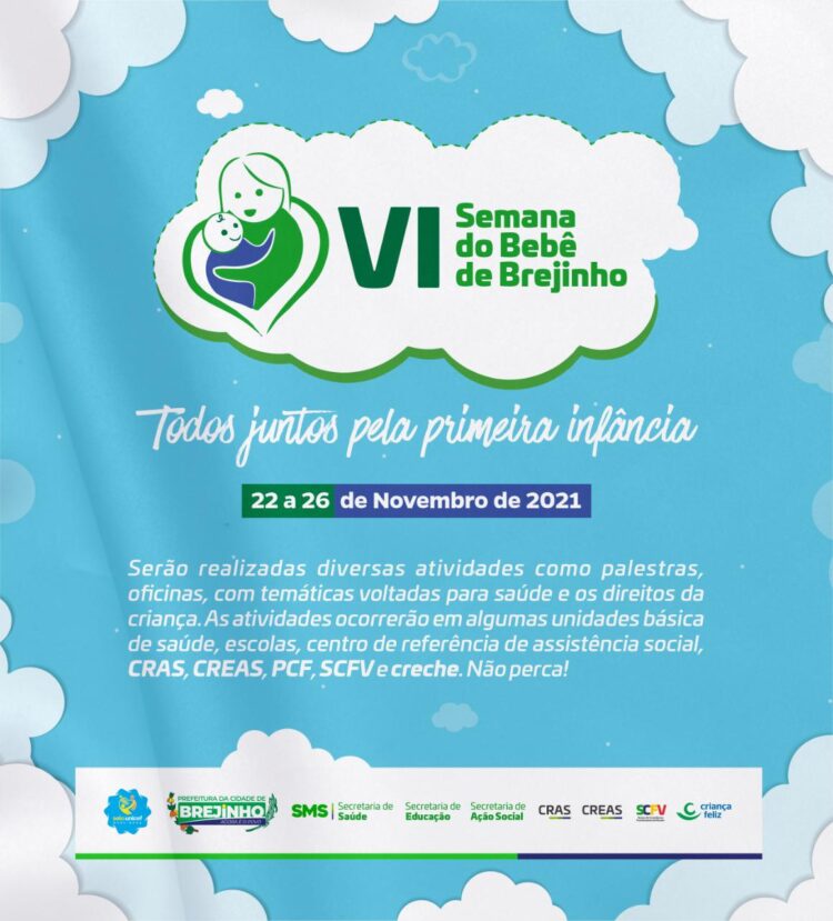 Prefeitura de Brejinho divulga a programação da Semana do Bebê 2021