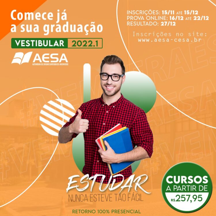 Mega vestibular da AESA 2022.1, imperdível