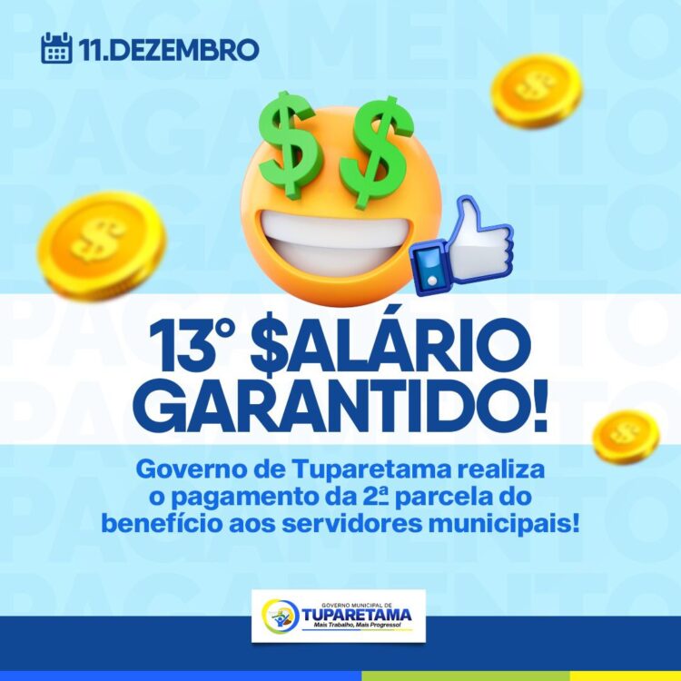Tuparetama: Governo Municipal efetua pagamento da 2ª parcela do 13° salário