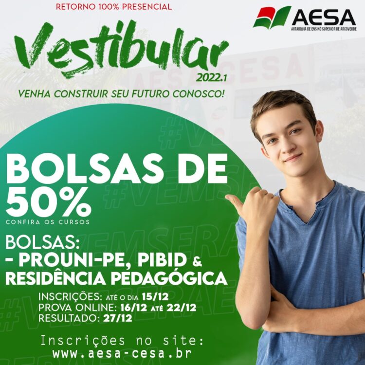 Faça já sua inscrição do vestibular da AESA