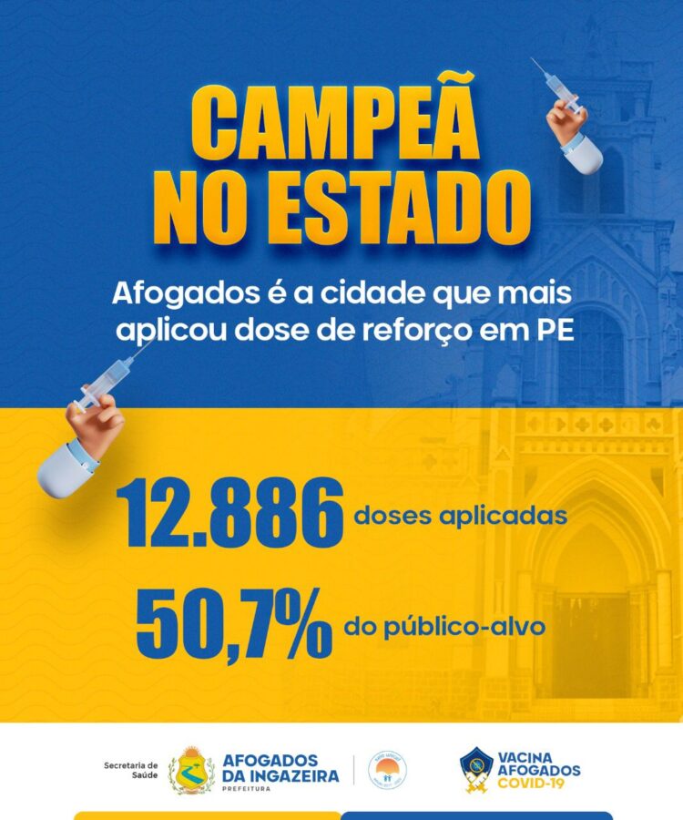 Afogados é a cidade com maior percentual de aplicação de doses de reforço em Pernambuco