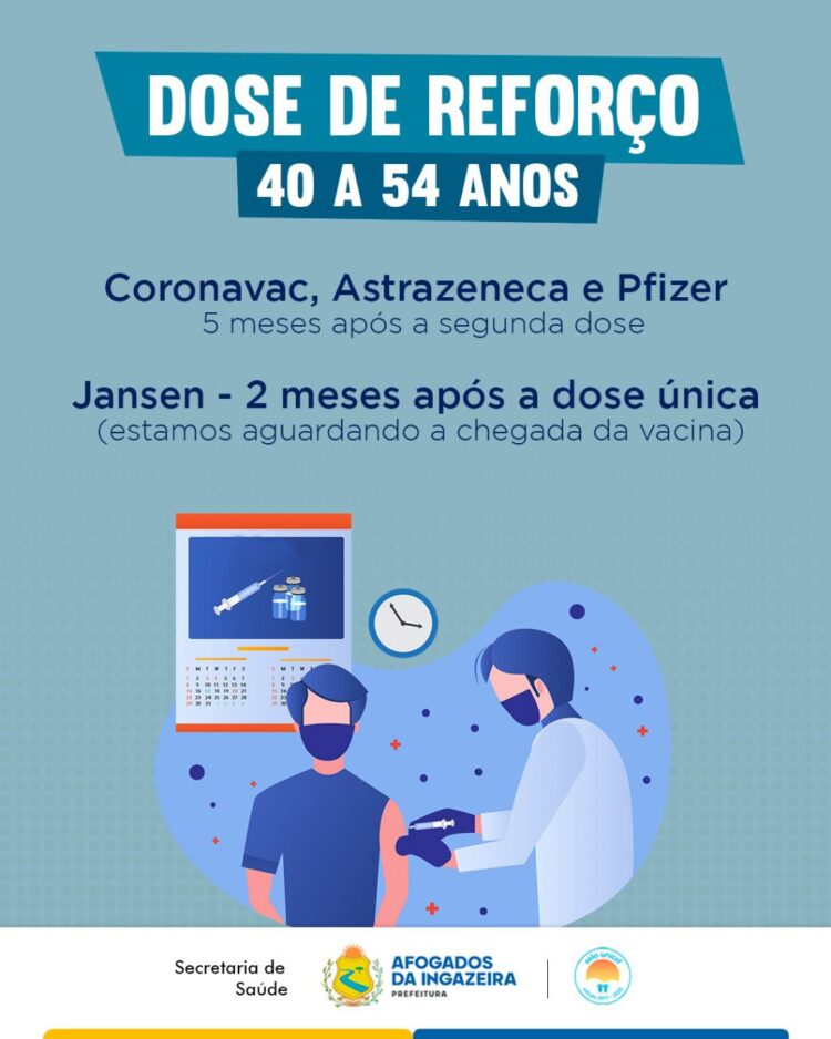 Prefeitura de Afogados convoca população para tomar a dose de reforço. Confira os prazos