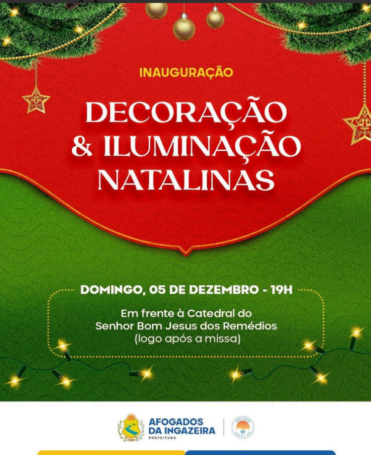 Prefeitura de Afogados vai inaugurar iluminação e decoração natalinas neste domingo (05)