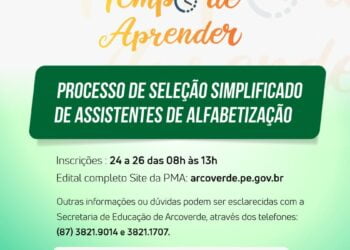 Educação de Arcoverde abre Processo de Seleção Simplificado para Assistentes de Alfabetização e cadastro de reserva do Programa Tempo de Aprender