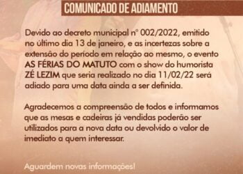 Afogados: Show de Zé Lezin é adiado