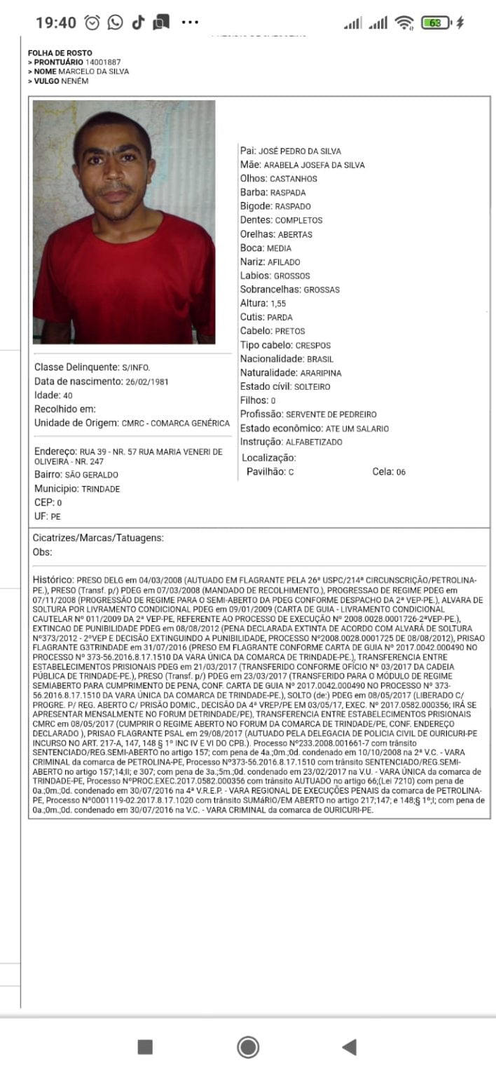 Assassino de Beatriz, segundo a polícia, tem extensa ficha criminal e já foi preso por suspeita de estupro
