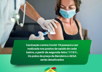 Vacinação contra Covid-19 passará a ser realizada nos postos de cada bairro, a partir da próxima segunda-feira (17)
