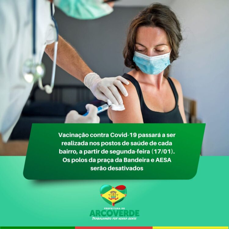 Vacinação contra Covid-19 passará a ser realizada nos postos de cada bairro, a partir da próxima segunda-feira (17)
