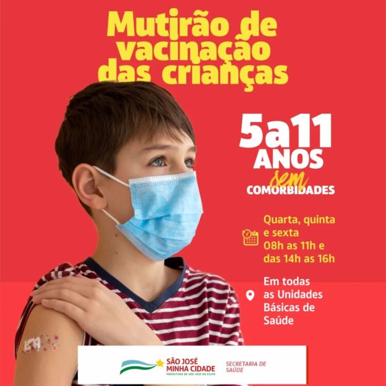 São José do Egito fará mutirão de vacinação contra a covid-19 em crianças de 05 a 11 anos sem comorbidades