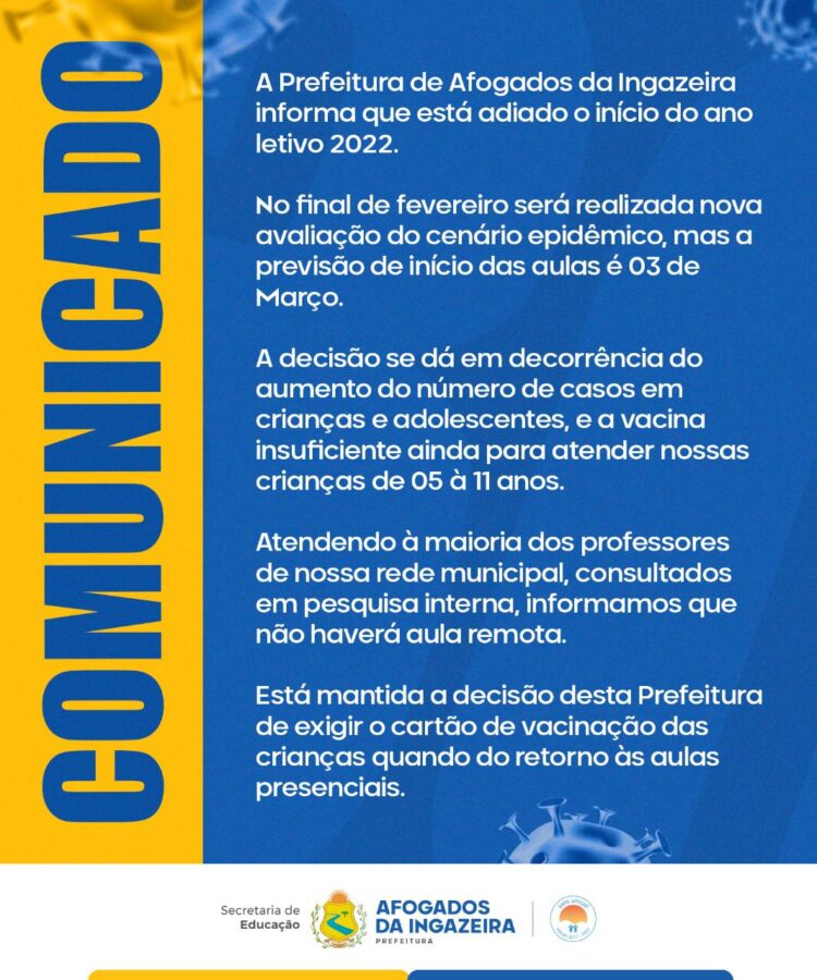 Início do ano letivo adiado em Afogados da Ingazeira